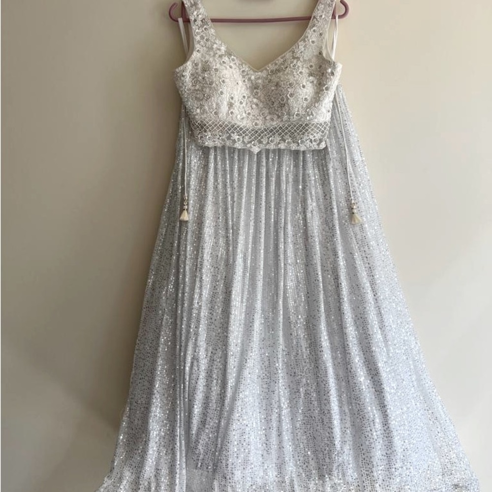 White glitter 3 piece lehenga